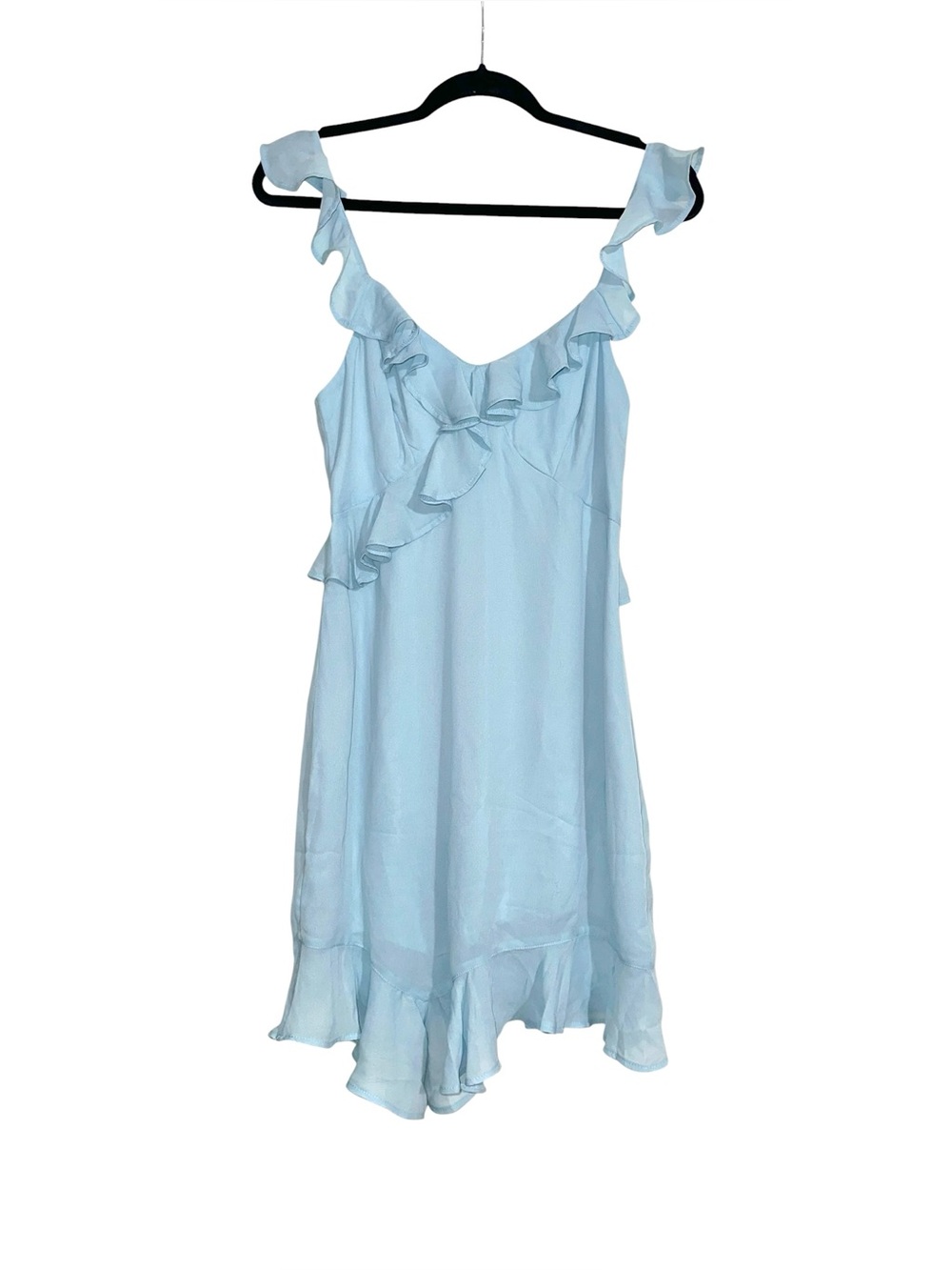 NWT Abercrombie & Fitch Light Blue Ruffle Chiffon Mini Dress SMALL